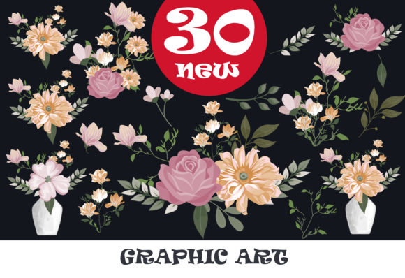 30 PNG Clipart Files of Colorful Rose Bouquets