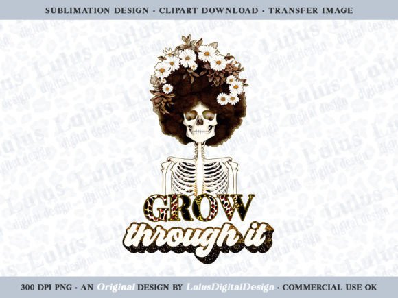 Gold Floral Afro Skeleton Sublimation: A Design for Growth
