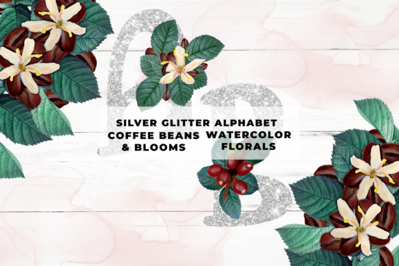 Silver Glitter Coffee Floral Alphabet: A Versatile Asset for Modern Creators