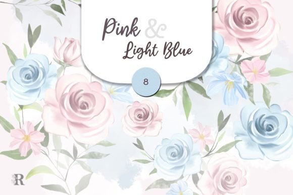 Soft Blooms and Digital Canvas: The Pink and Light Blue Floral Watercolor