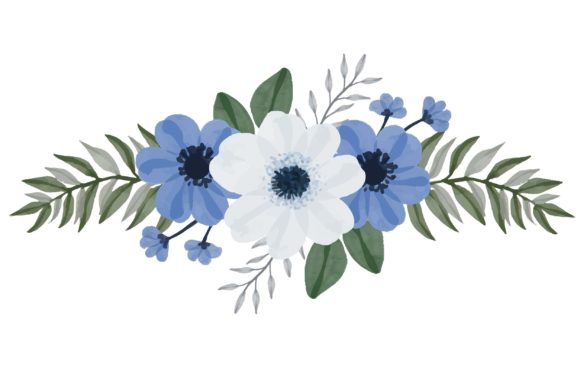 The Blue and White Watercolor Floral Frame Art File