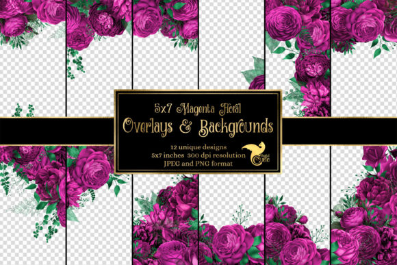 Transform Your Creative Projects with 5x7 Magenta Floral Overlays