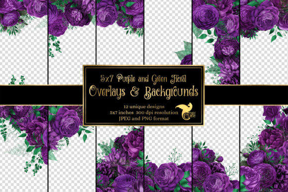 Unlock Your Creative Projects with 5x7 Purple and Green Floral Overlays
